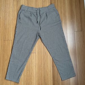 Only Houndstooth Drawstring Waist Trousers Pants - Dark Academia / Officewear